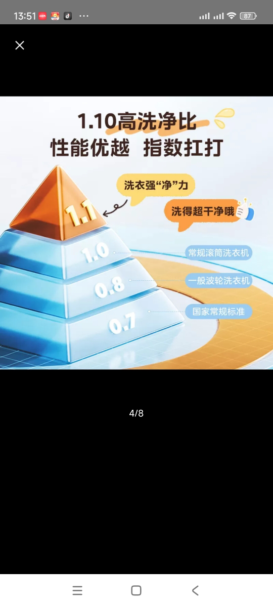 美的(Midea)全自动滚筒洗衣机10公斤家用大容量变频电机一级能效1.1高洗净比蒸汽除菌除螨简尚系列MG100V36T晒单图