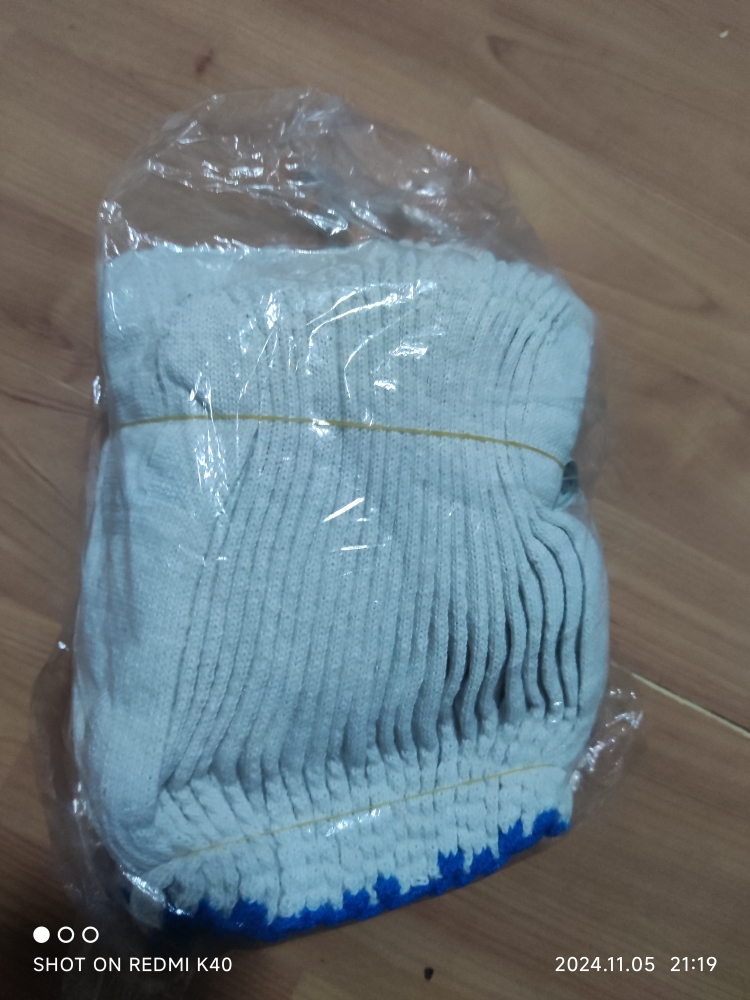 敬平手套劳保耐磨工作防滑加厚白棉纱棉线尼龙劳工劳动男工地干活 深蓝色 家庭特惠装12双晒单图