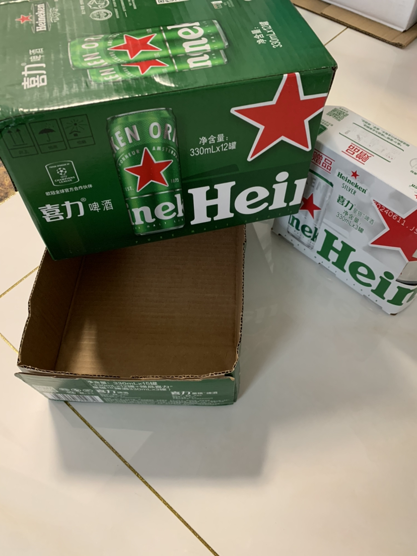 喜力(Heineken)经典啤酒330ml*12听+星银330*3听 组合装晒单图
