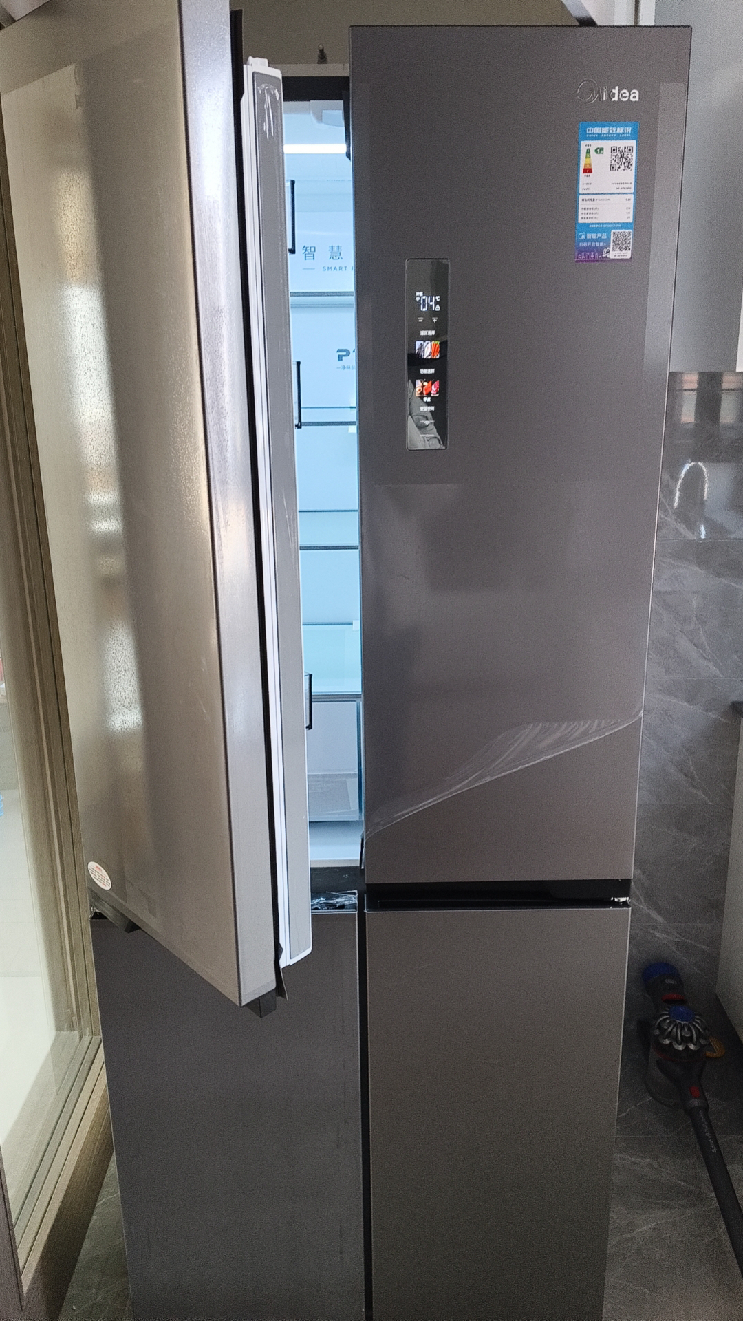 [官方正品]美的436升十字双开四开门多门超薄嵌入式底部散热大容量一级双变频智能家用冰箱 MR-457WUSPZE苍穹灰晒单图