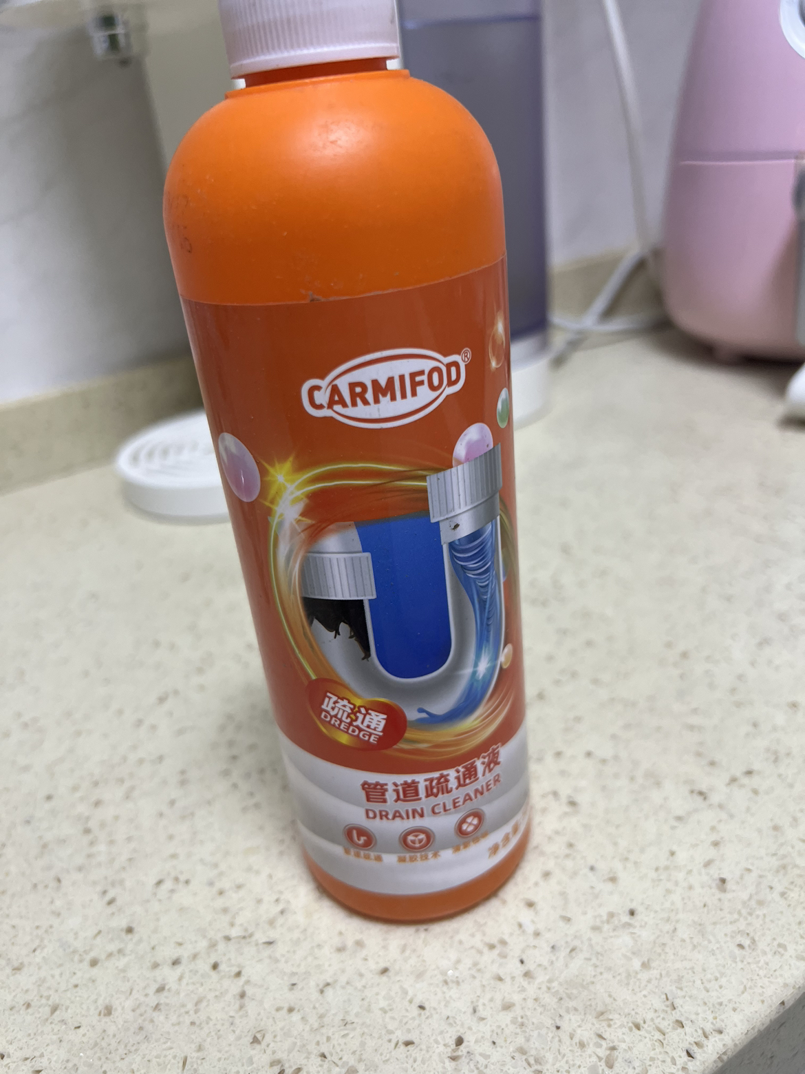 CARMIFOD液态管道疏通凝胶500ml*3瓶管道疏通剂强力溶解厨房下水道油污堵塞厕所马桶尿碱清洁万能神器晒单图