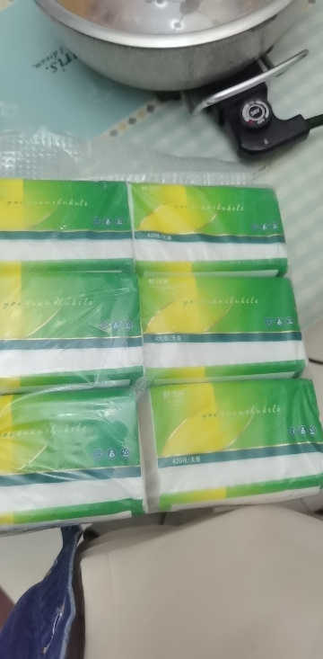 [6包装]舒可乐抽纸四层加厚420张大号餐巾纸大尺寸擦手纸家庭实惠装晒单图