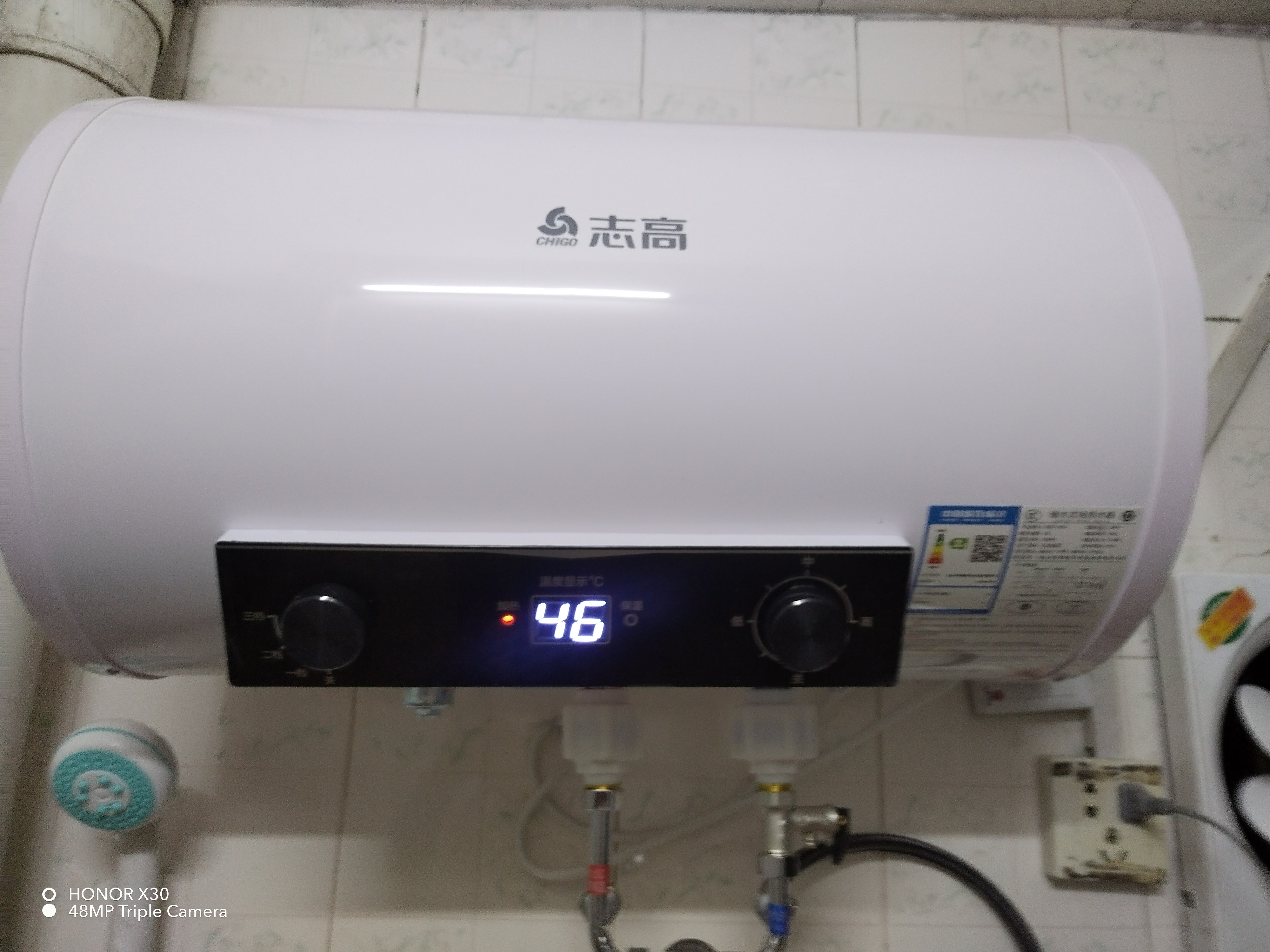 志高(CHIGO)热水器电家用卫生间淋浴40L小型速热6080升储水式洗澡加热器_特价④?机械旋钮调节(YXd)晒单图