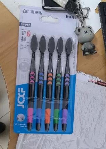 [5支装]健牌竹炭细毛软毛牙刷成人竹炭家用细毛牙刷男女细软家庭装晒单图