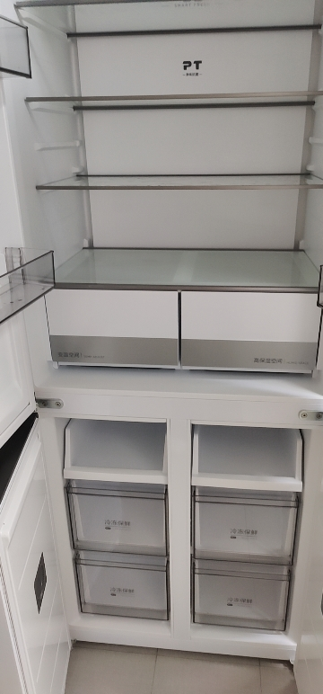 美的(Midea)60cm薄系列十字双开四开门多门超薄嵌入式风冷家用白色智能电冰箱一级双变频MR-457WUSPZE白晒单图