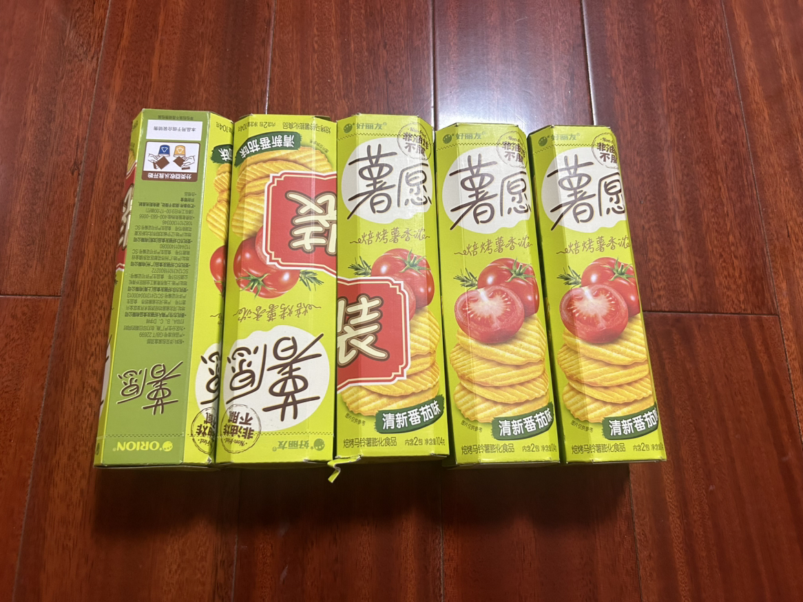 好丽友薯愿薯片解馋小零食膨化土豆片网红休闲食品小吃 104g 清新番茄味5盒晒单图