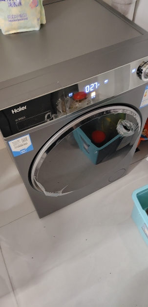 海尔(Haier)精华洗2.0滚筒洗衣机10公斤大容量家用直驱变频超薄平嵌智能投放XQG100-BD14356L晒单图