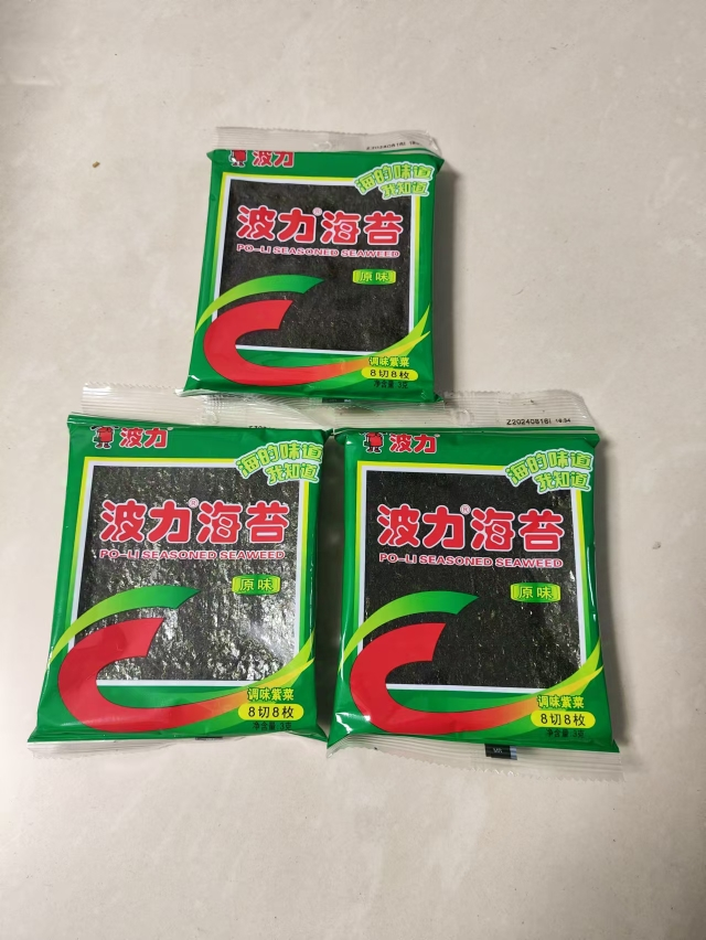 [10包]波力海苔8切8枚原味/3g*10休闲海苔苏宁宜品即食儿童食品海苔零食小吃晒单图