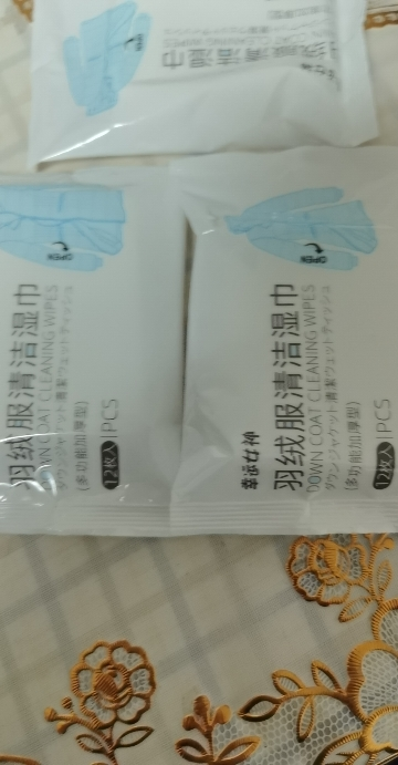 幸运女神12片羽绒服清洁专用湿巾免水洗清洗衣物去污渍便携湿纸巾 12抽*5包 [819]晒单图