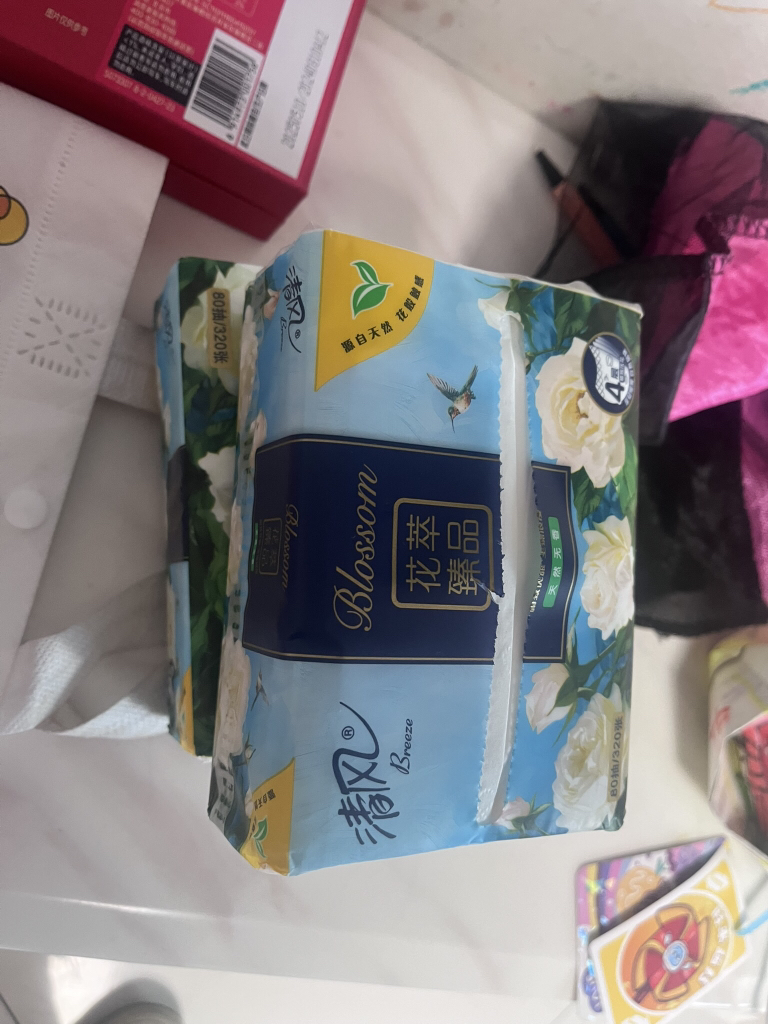 清风纸巾花萃抽纸面巾纸4层80抽4包加厚浪漫实惠装餐巾纸卫生纸晒单图