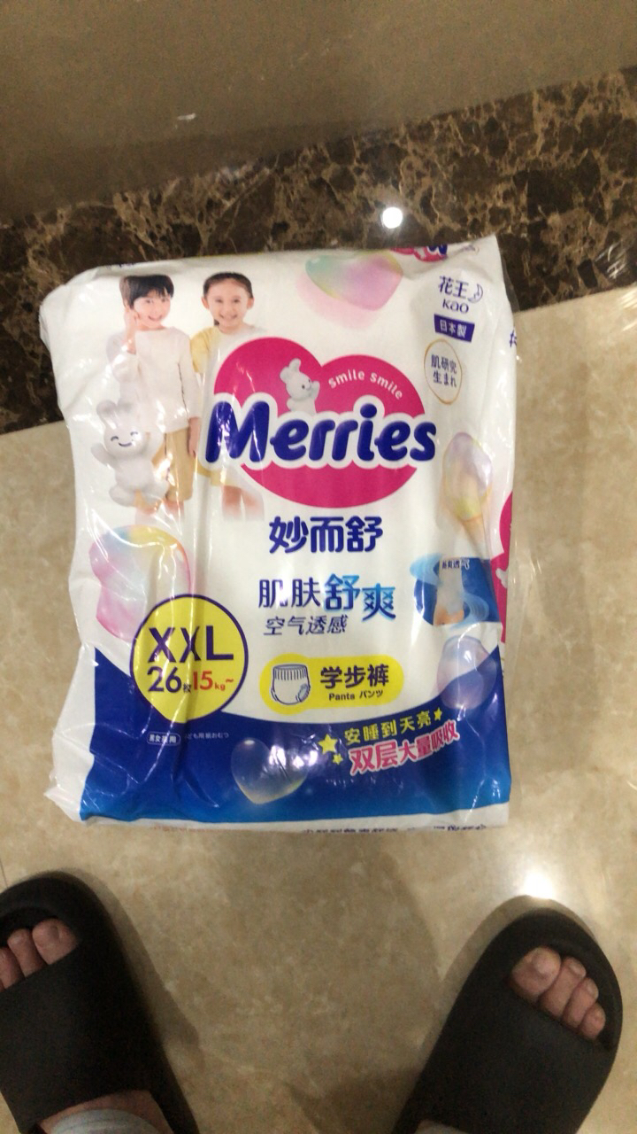 日本进口花王(Merries)妙而舒经典款拉拉裤特大号XXL26片(15-28kg)新生儿出生婴儿男女宝宝学步裤尿不湿晒单图