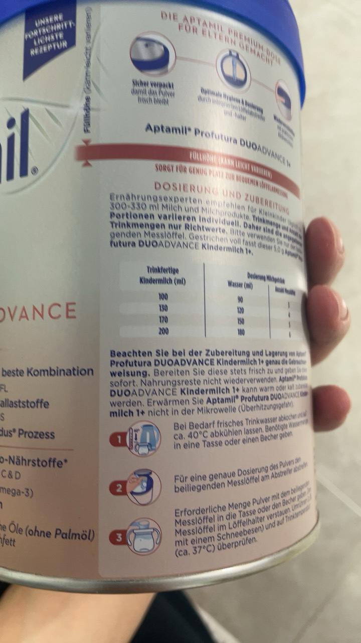 爱他美(Aptamil)白金德文版HMO 幼儿配方营养奶粉1+段 800g 德爱白金 德版爱他美白金 *3罐装晒单图