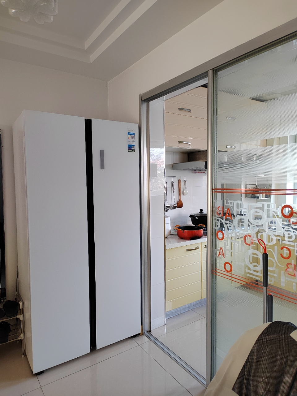 美的冰箱BCD-612WUKGPZM凝光白晒单图