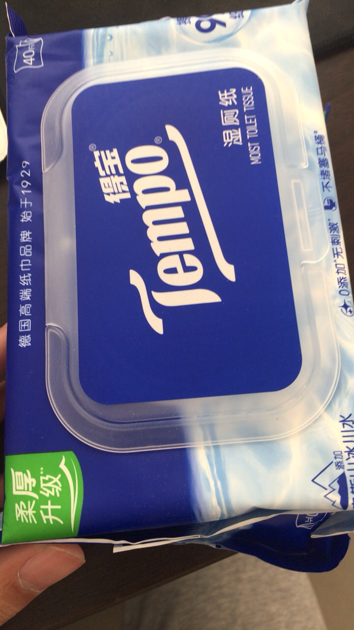 Tempo得宝纯水湿厕纸40片2包共80片 纯水擦屁屁温和不刺激可冲散卫生湿厕纸经期可用(新旧包装交替发货)晒单图