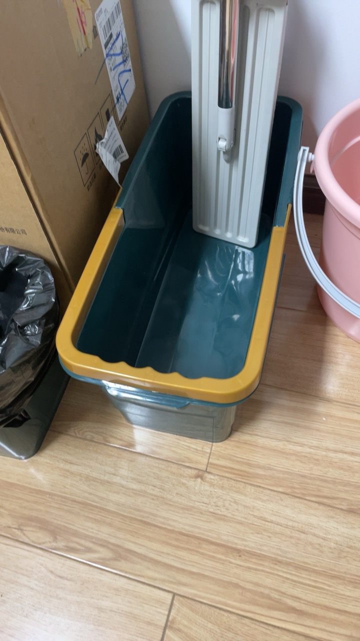敬平长方形家用塑料水桶洗涮拖布桶拖地墩布桶可排水海绵拖把桶单卖桶 墨绿色基础款晒单图