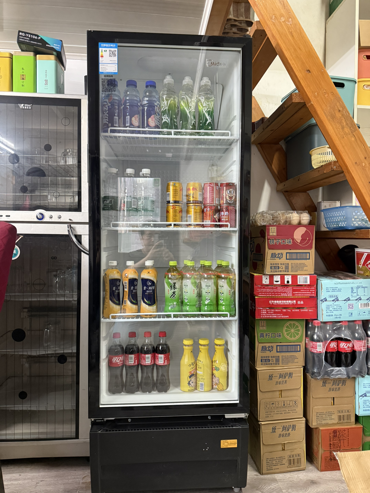 美的展示柜冷藏保鲜柜风幕柜风循环制冷318升 饮料啤酒蛋糕水果保鲜柜冰箱展示柜SC-318GM(EB)黑色晒单图