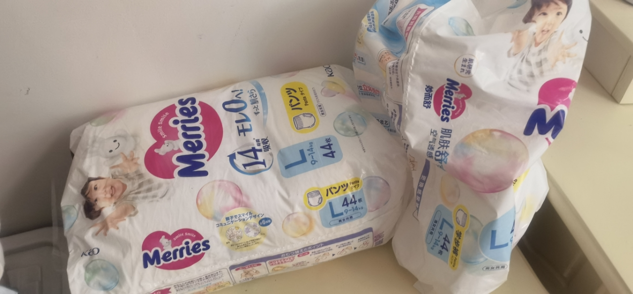 日本进口花王(Merries)妙而舒经典款拉拉裤大号L44片(9-14KG)新生儿出生婴儿男女宝宝学步裤尿不湿晒单图