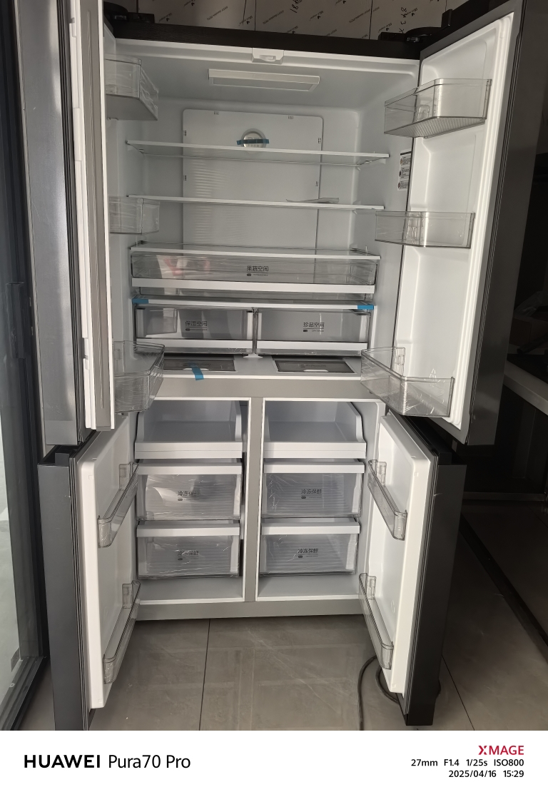 美的(Midea)一级能效双变频十字双开门四开门家用智能冷藏冷冻电冰箱风冷无霜MR-666WSPZE超大容量晒单图