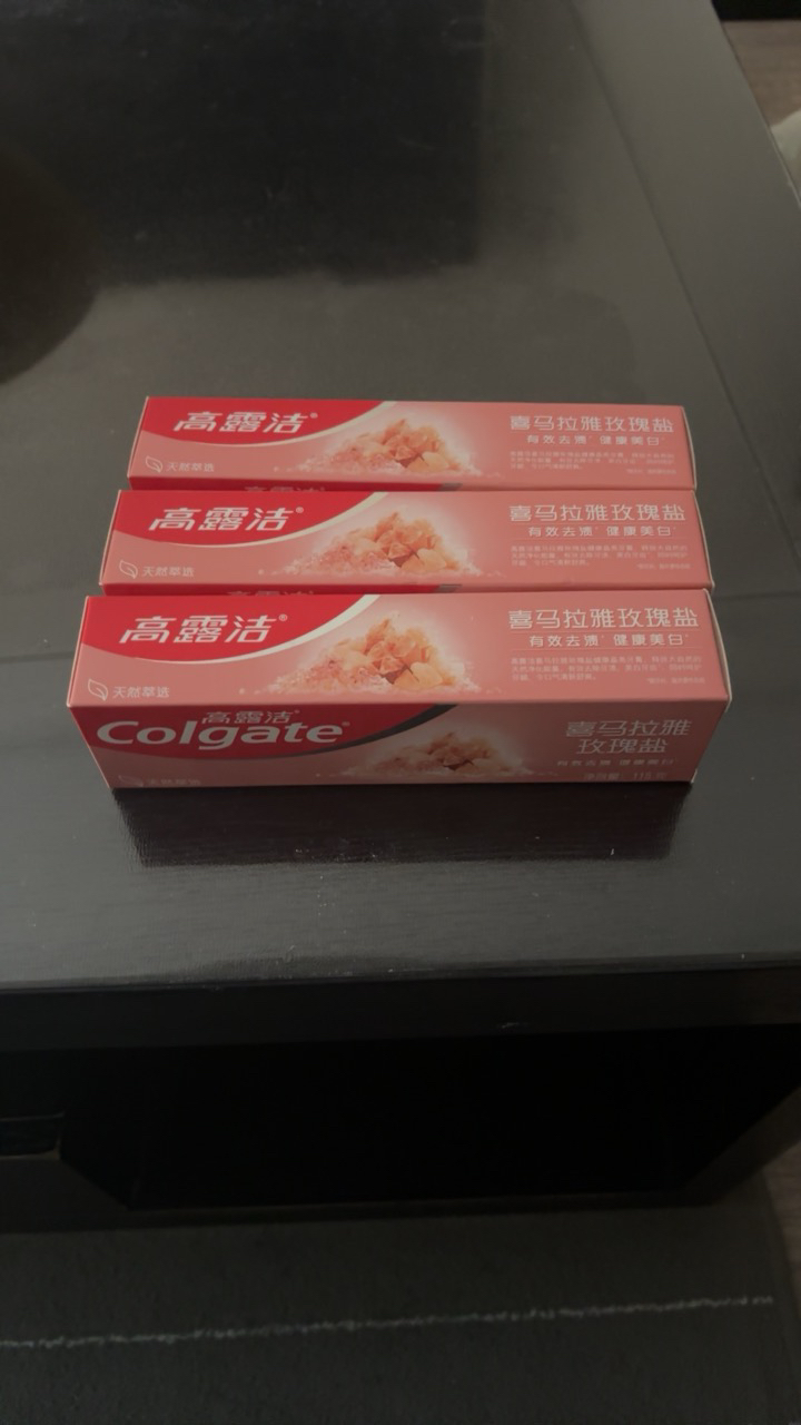 高露洁牙膏天然喜马拉雅粉盐去黄去渍矿物亮白清新口气新品115g*3支晒单图