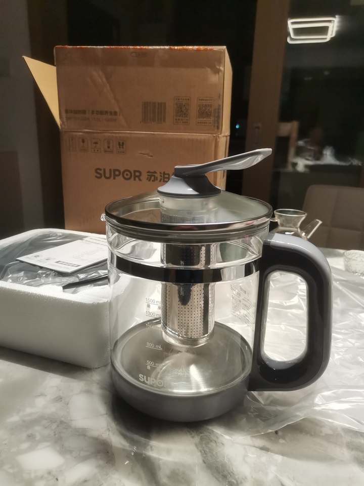 苏泊尔(SUPOR)养生壶煮茶器1.5升大容量316L不锈钢加厚玻璃多功能家用电热水壶花果茶壶煮茶壶 SW-15YJ30晒单图