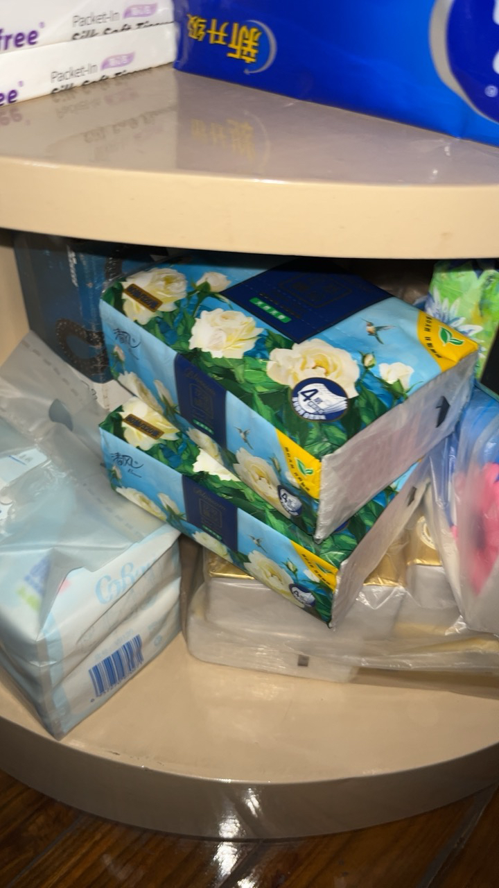清风纸巾花萃抽纸面巾纸4层80抽6包加厚浪漫实惠装餐巾纸卫生纸晒单图