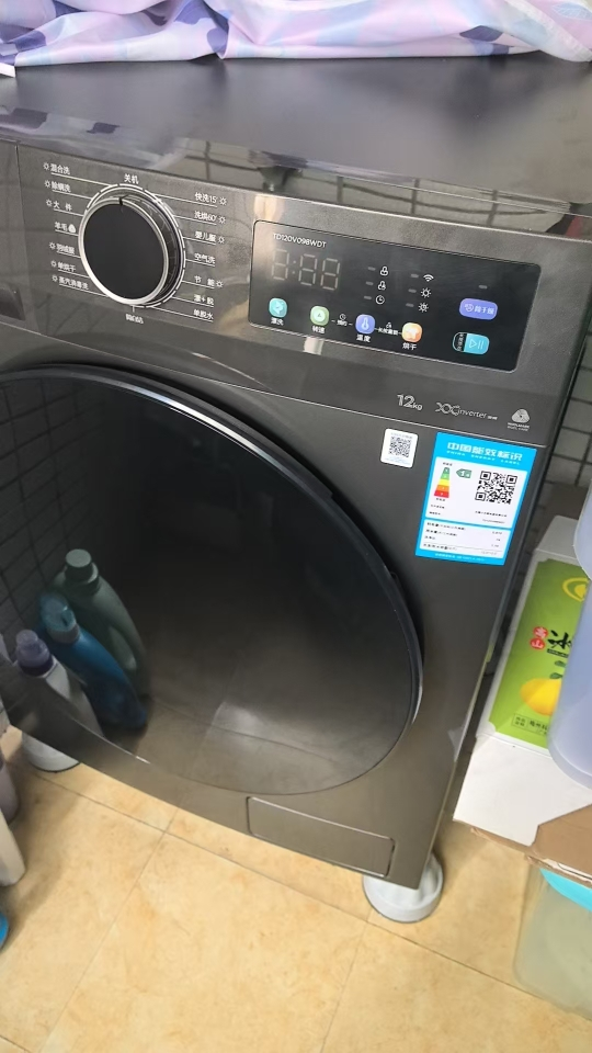 小天鹅(LittleSwan)洗衣机12kg大容量滚筒家用超薄节能全自动洗烘一体TD120V098WDT晒单图