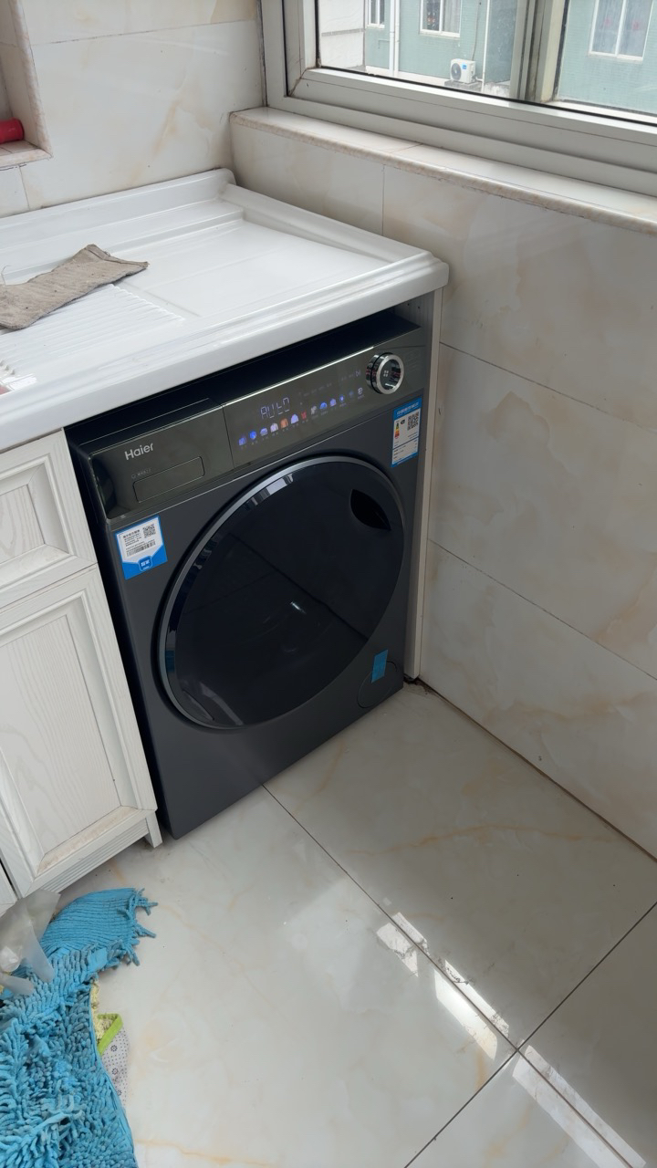 海尔(Haier)精华洗2.0滚筒洗衣机10公斤大容量家用直驱变频超薄平嵌智能投放XQG100-BD14356L晒单图