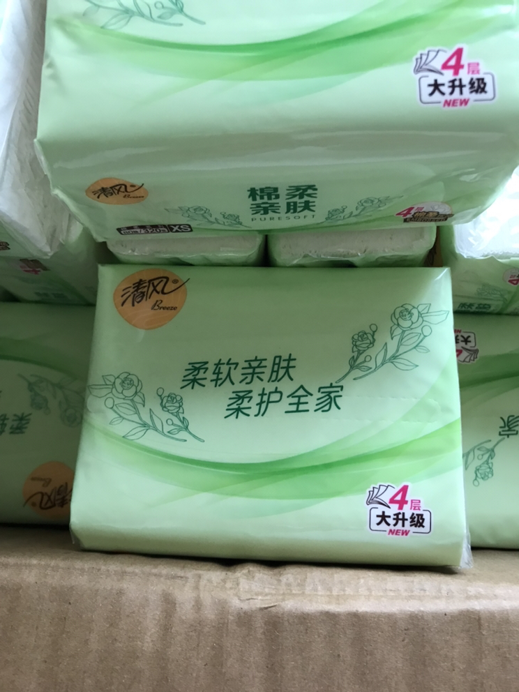 清风棉柔系列抽纸4层80抽家用实惠装餐巾纸面巾纸卫生纸巾24包晒单图