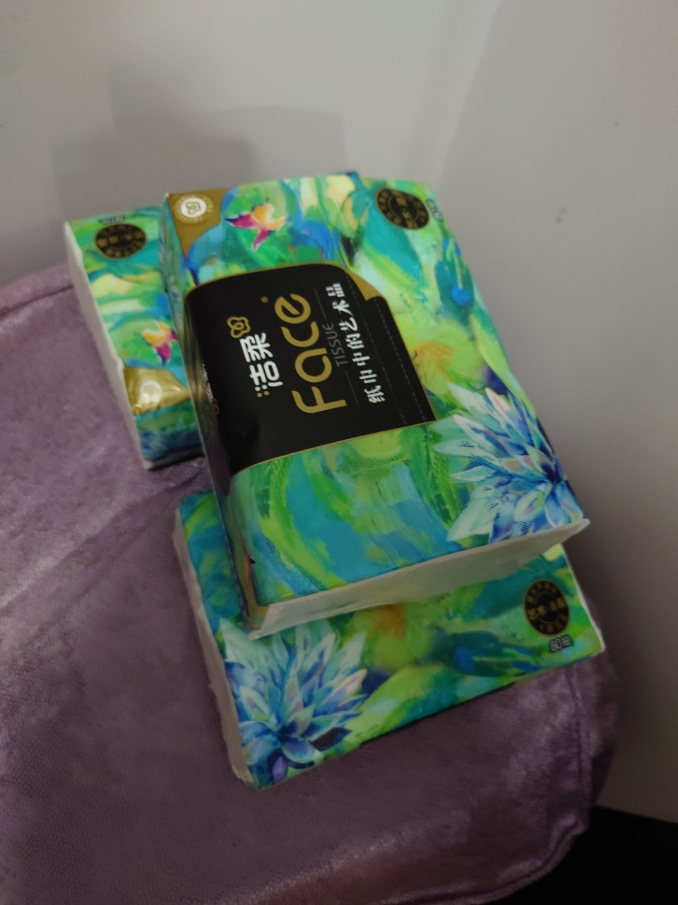 洁柔油画抽纸80抽*4包face纸巾可湿水家用实惠卫生纸餐纸晒单图