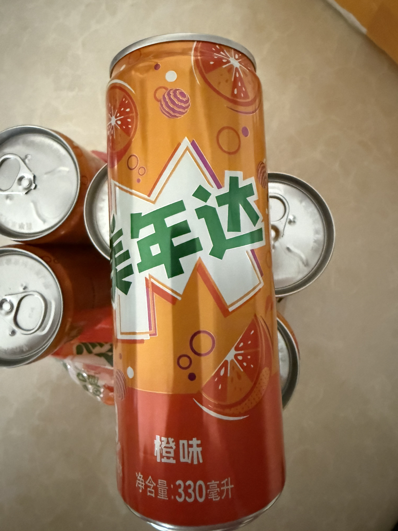 百事可乐 美年达 Mirinda 橙味汽水细长易拉罐 330ml*6罐组晒单图