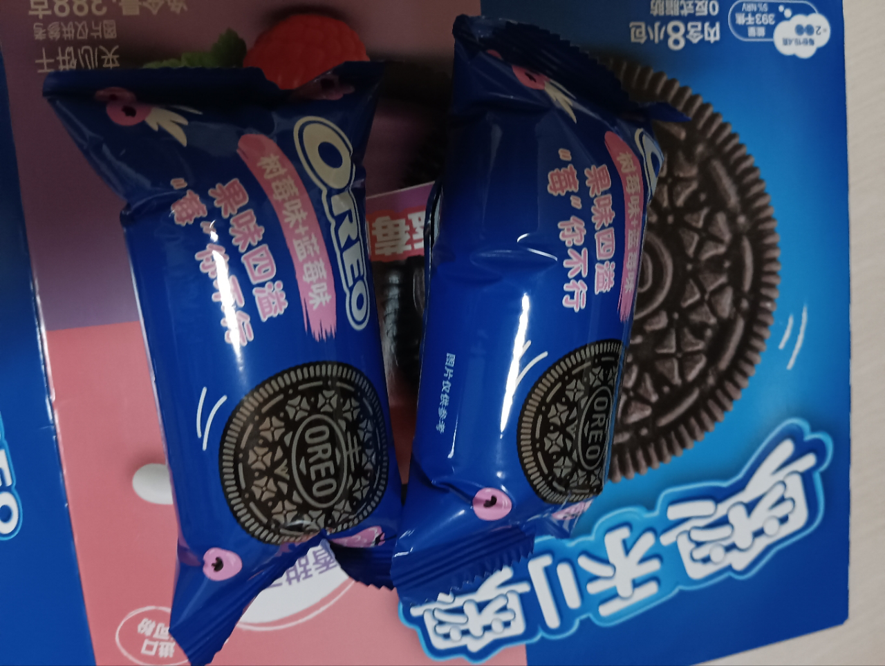 奥利奥巧克力夹心饼干388g儿童休闲零食点心正品早餐办公室下午茶(蓝莓树莓味)晒单图