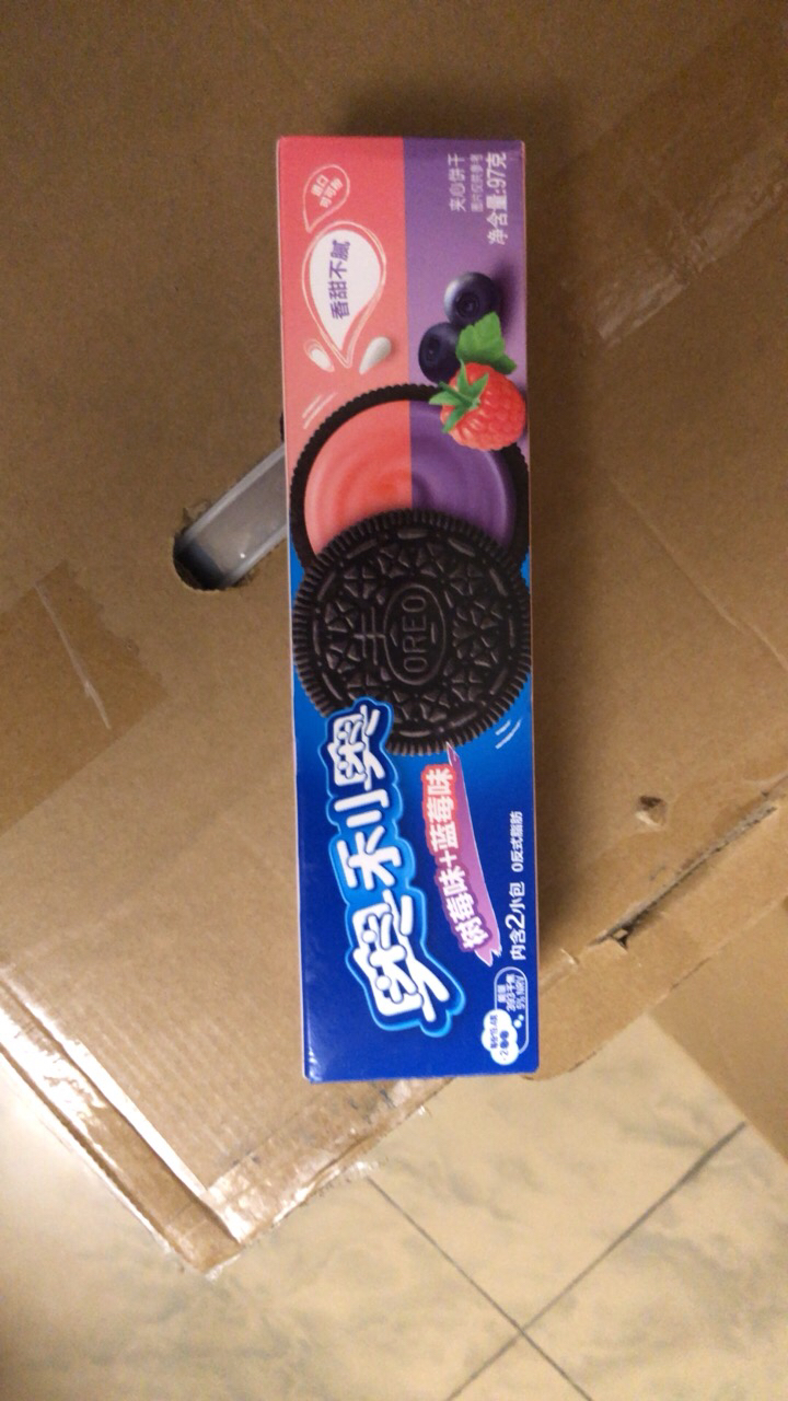 奥利奥巧克力夹心饼干儿童休闲零食点心正品早餐办公室下午茶( 蓝莓树莓味97g *1盒)晒单图