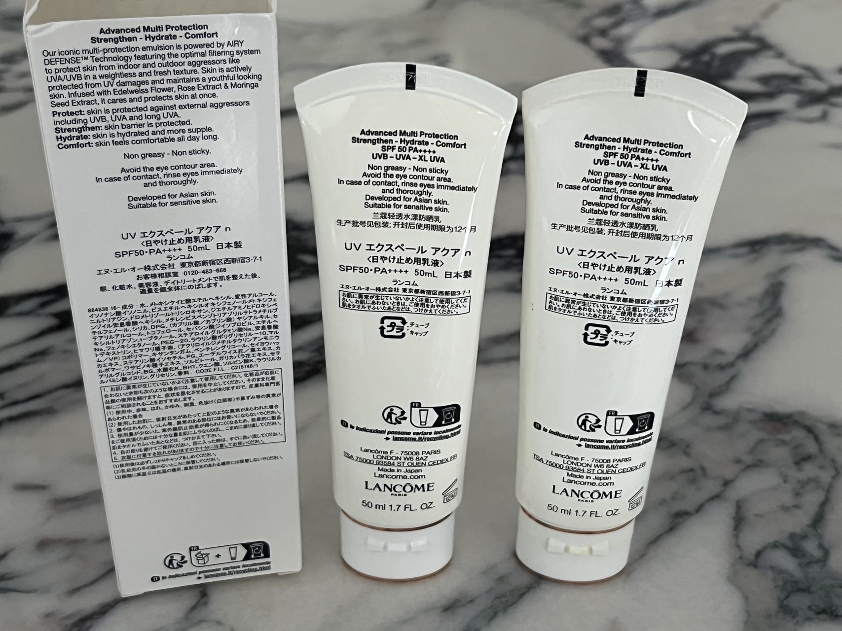 法国(Lancome)兰蔻水漾轻透隔离露UV小白管 SPF50PA++++柔皙轻透防晒霜50ml (清爽型)晒单图