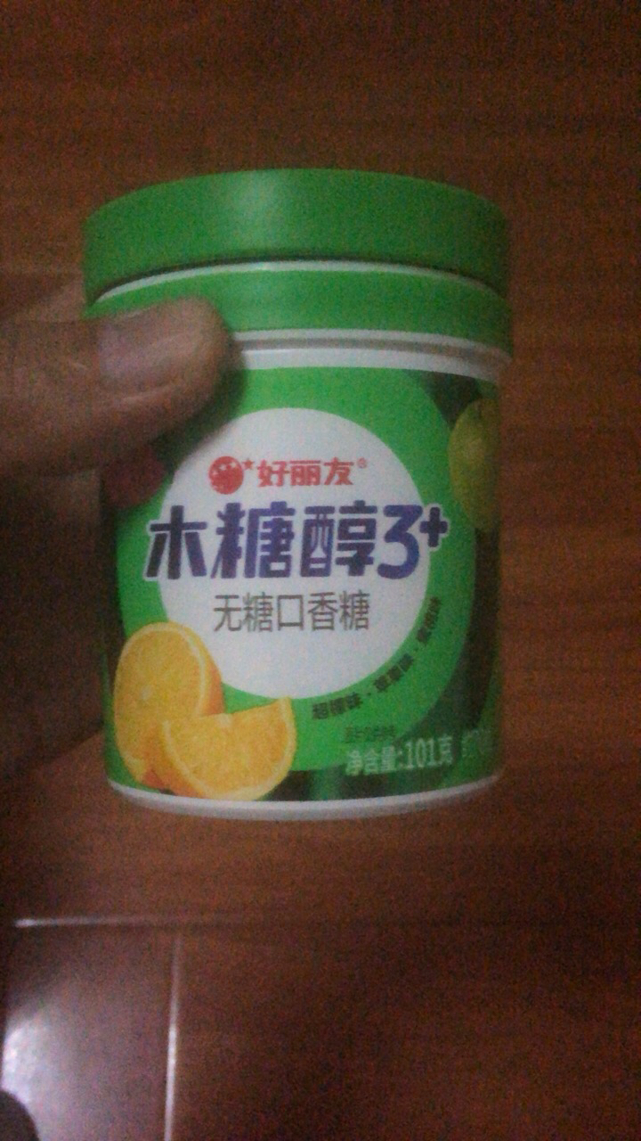 好丽友无糖口香糖101g木糖醇3+薄荷水果味花香味软糖清新口气大瓶装[绿瓶]超檬苹果蜜桃味101g*1瓶晒单图