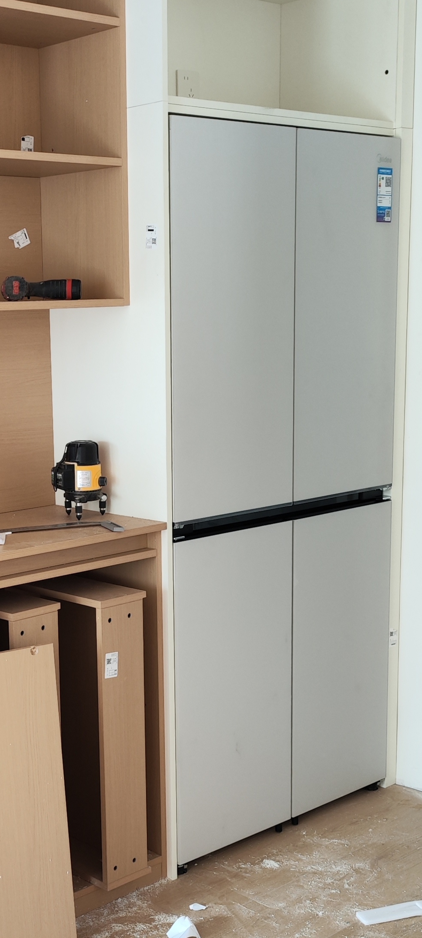 [自营]美的冰箱(Midea)45cm超薄嵌入餐边柜家用客厅大容量底部散热十字四开门BCD-427WUSGPZM 月光米晒单图