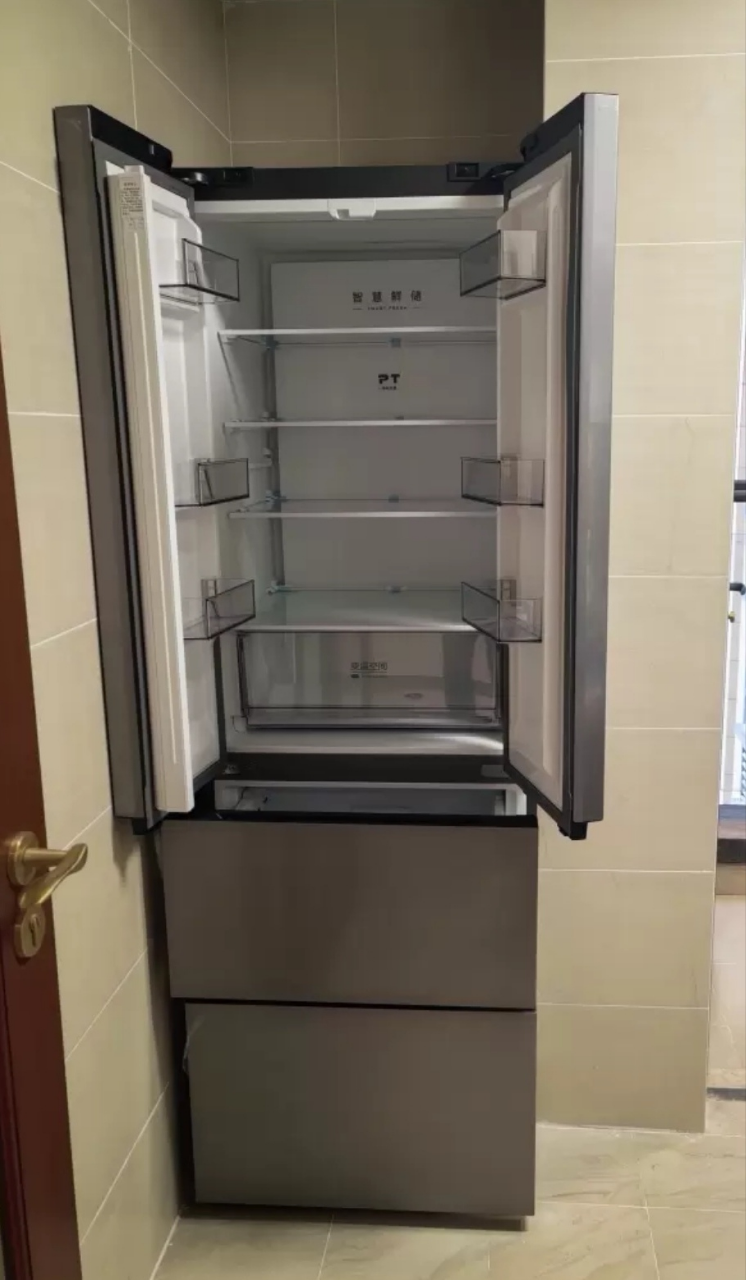 美的(Midea)冰箱法式多门325升一级能效双变频四开门小型电冰箱超薄风冷无霜节能低噪BCD-325WFPM(E)灰晒单图