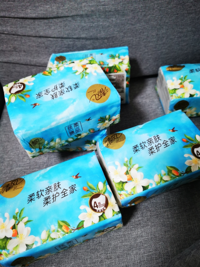 清风纸巾花萃抽纸面巾纸4层80抽6包加厚浪漫实惠装餐巾纸卫生纸晒单图