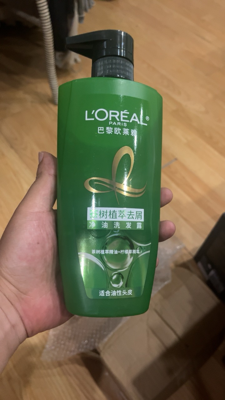欧莱雅美发绿瓶茶树植萃去头屑控油男女精油洗发水洗发露500ml正品晒单图