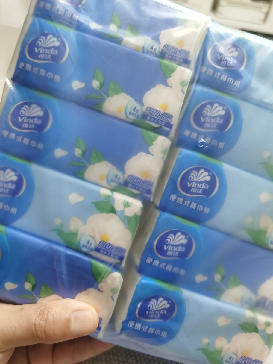 维达超韧山茶花香便携式餐巾纸4层20抽10包卫生纸 外出便携实惠装餐巾纸面巾纸卫生纸纸巾晒单图