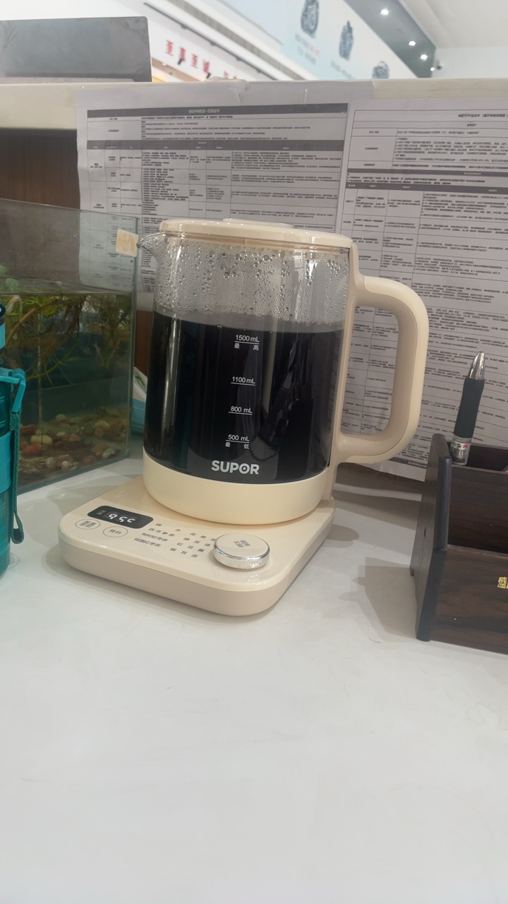 苏泊尔(SUPOR)养生壶1.5L大容量家用多功能高硼硅玻璃煮茶器不锈钢可拆卸茶篮电热水壶花茶壶 SW-15YT12晒单图