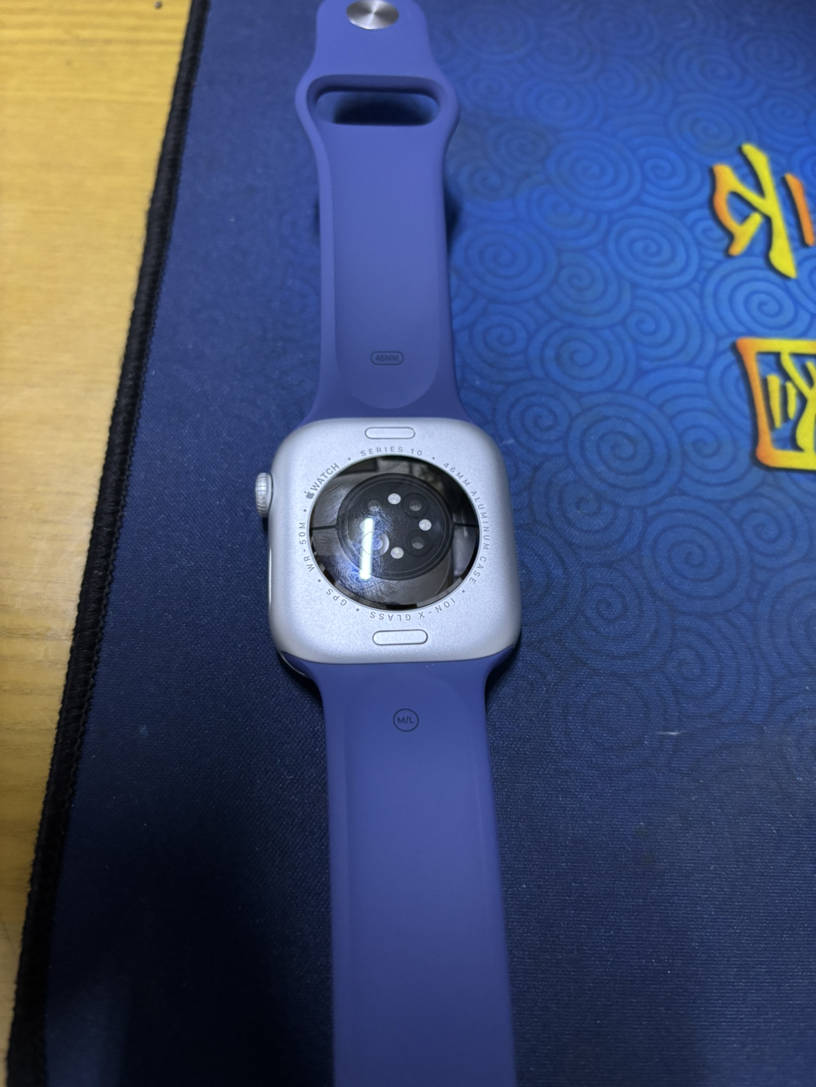 MX223CH/B Apple Watch S10 GPS 46 毫米银色铝金属表壳 丹宁色运动型表带-M/L晒单图