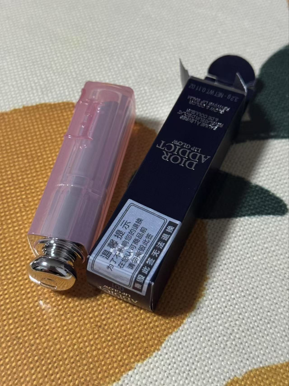 迪奥(Dior)口红粉漾魅惑润唇膏 提升气色闪亮女士 变色唇膏3.2g 魅惑#001浅粉色-人气色晒单图