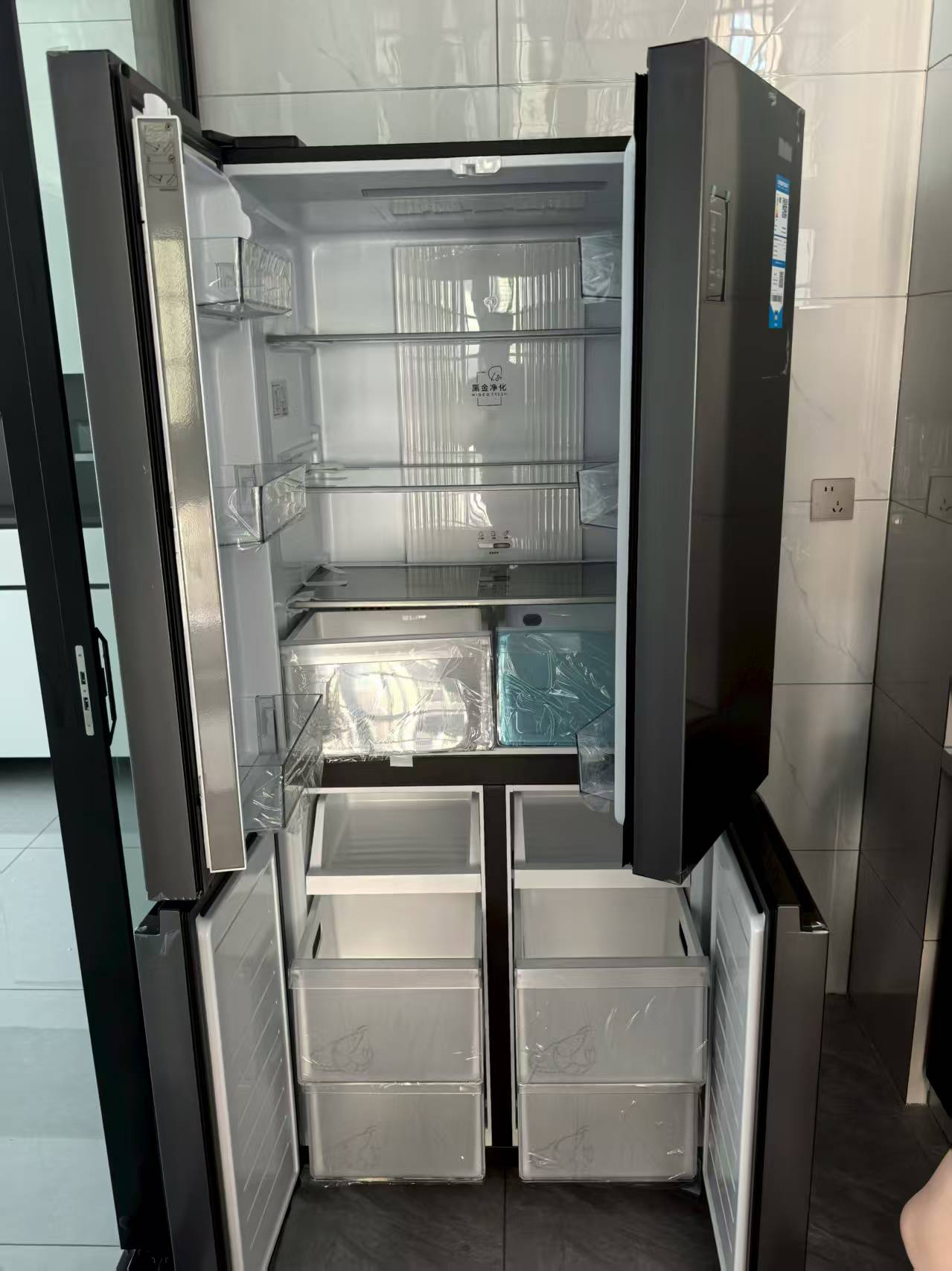 海尔(Haier)465升十字对开门嵌入冰箱 一级高配双变频 黑金净化 三档变温 BCD-465WGHTDEDS9晒单图