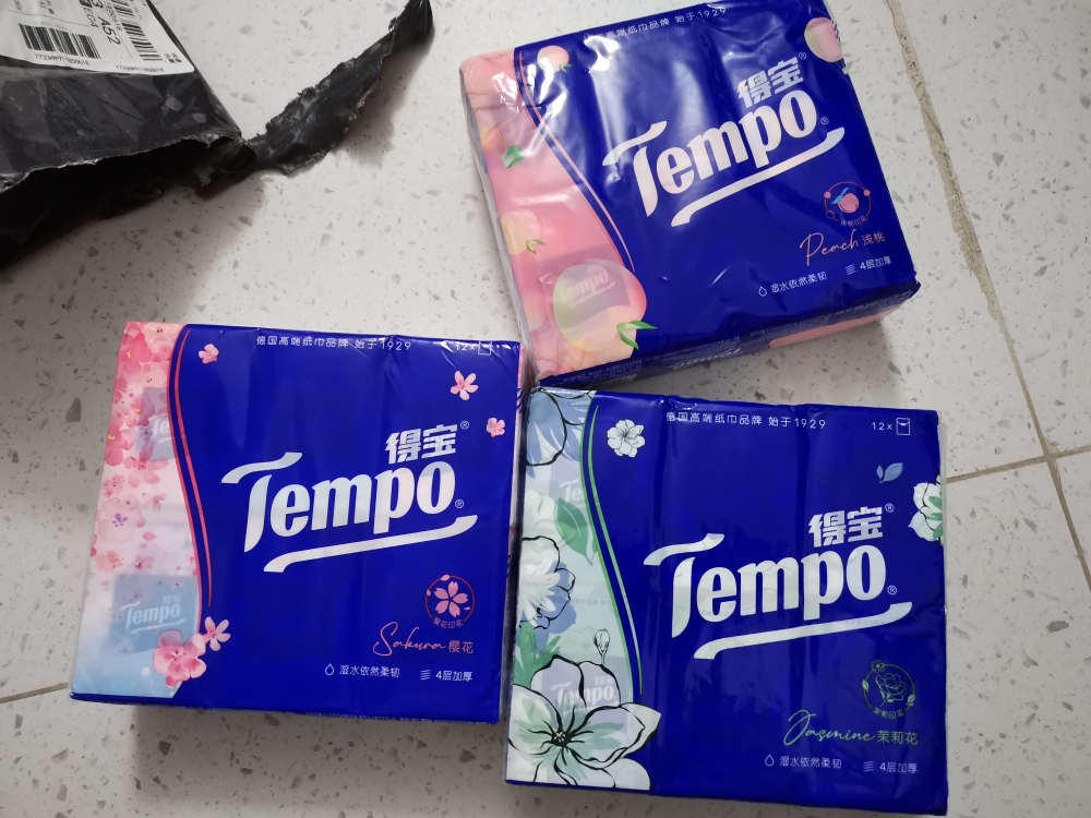 Tempo得宝迷你手帕纸有香印花组合装7片36包(甜心桃+樱花+茉莉花) 4层加厚外出迷你便携小包装有香纸巾晒单图