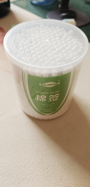 [1盒]江赫(QJMDM)150支木棒棉签双头一次性伤口消毒脱脂棉棒掏耳朵卸妆化妆家用清洁棉花棒晒单图