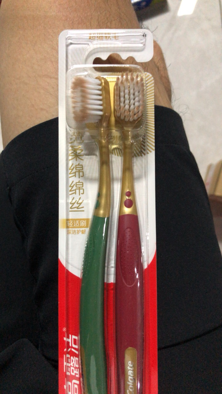 高露洁宽柔绵绵丝细软毛牙刷双重植毛深入清洁减少细菌情侣家庭装2支装-莫兰迪色晒单图