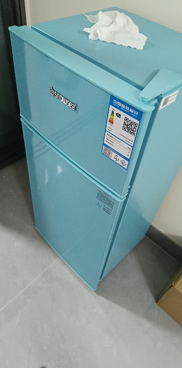 香雪海 小冰箱 家用小型双门冰箱 一级能效电冰箱 迷你小型节能冷藏冷冻 租房 宿舍冰箱 68S138E 天空蓝晒单图