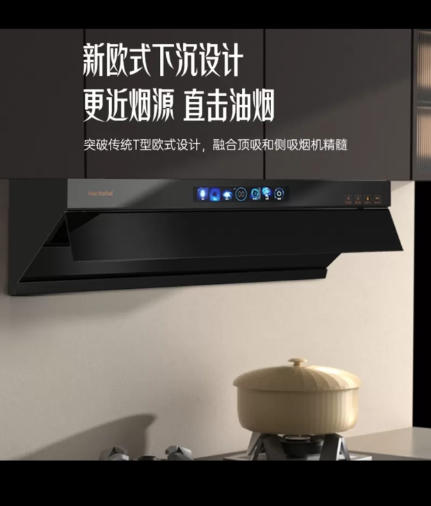 Haotaitai新欧式平嵌油烟机XE02 27m³大吸力新欧式平嵌机变频电机1200Pa烟灶联动挥手智清洗晒单图