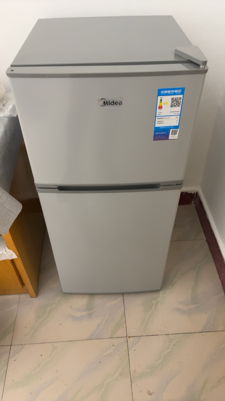 美的(Midea)112升两门双开门双温小冰箱BCD-112CM浅灰 迷你家用宿舍租房灵活摆放节能低音深冷速冻晒单图
