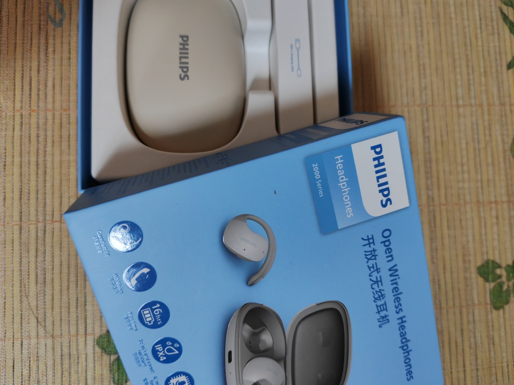 飞利浦(PHILIPS)蓝牙耳机骨传导概念真无线挂耳式开放式不入耳夹式运动跑步长续航高端降噪通用苹果华为AT2708-白晒单图
